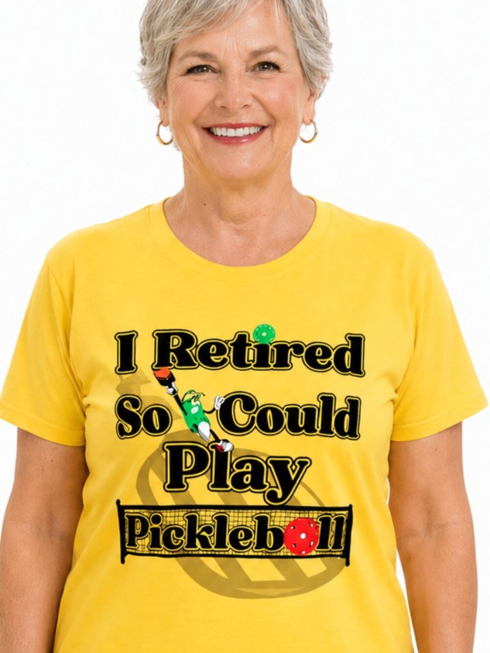 NWT large yellow cotton shirt.  Pickleball Paddle shirt . Retired Retiree